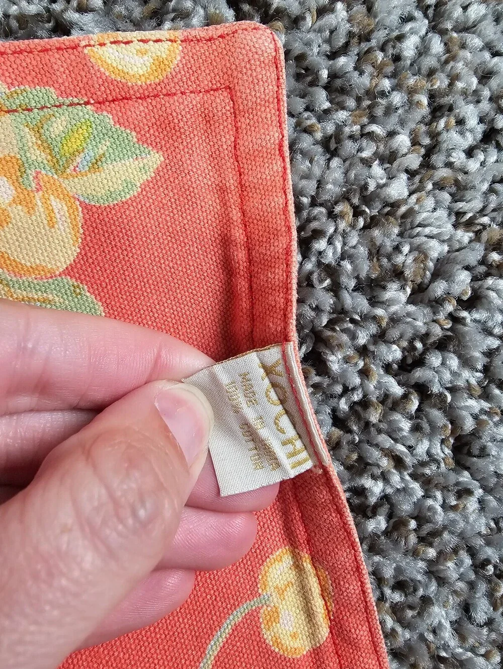 Lot of 6 XOCHI Vintage Placemats Coral Berry Print Cottagecore